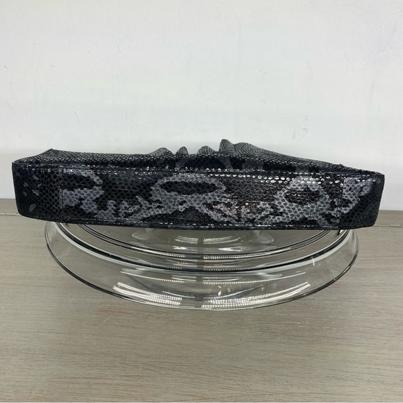 Sabina New York Black Leather Snakeskin Embossed Evening Bag Clutch Purse‎ - Picture 6 of 11